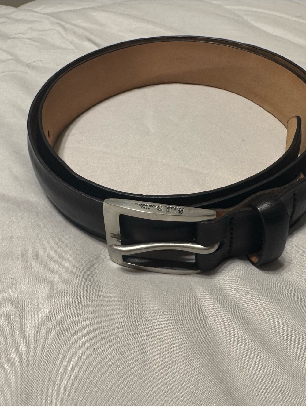 Paul Smith Black Leather Belt with Silver Buckle